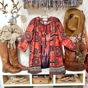 Beautiful boho open front cardi w resort vacay shabby chic vibe